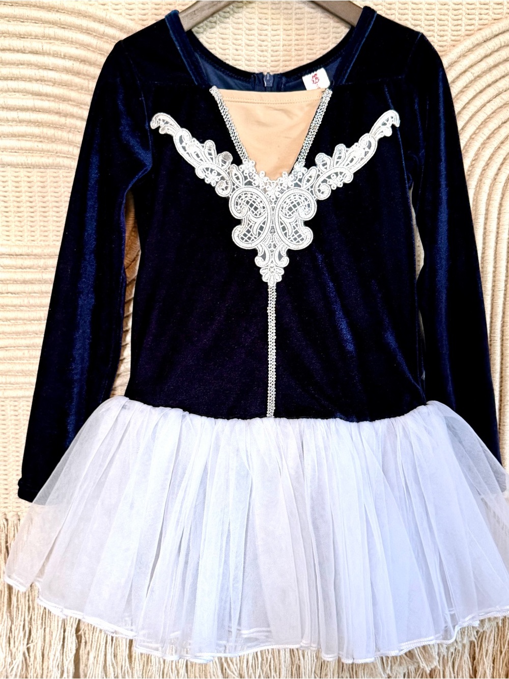 Velvet long sleeve Ballet Dress with White Tulle Skirt